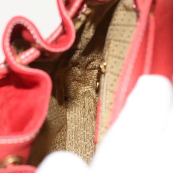 GUCCI Bamboo Backpack Suede Red Gold 003 1998 0030 Auth 127597 - Picture 13 of 16